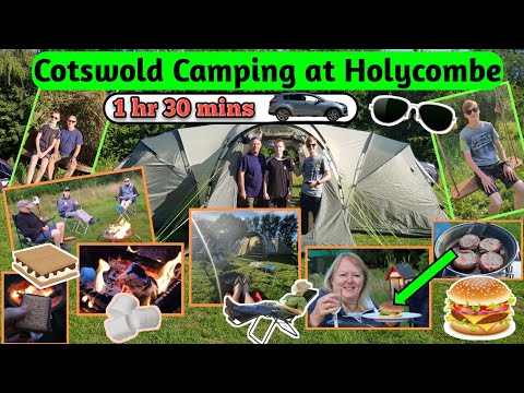 Cotswolds Camping at Holycombe| Pitching Tent, Burger, Fire pit with Smores/Marshmallows &amp; more//VT
