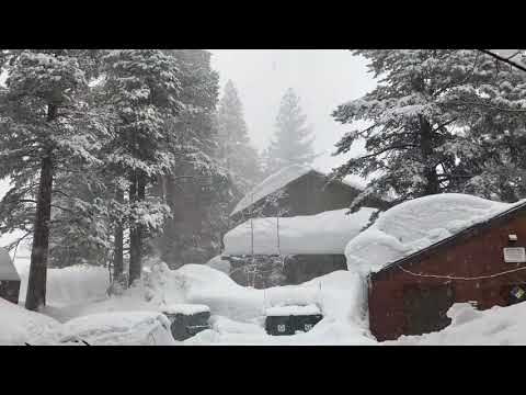 Driving in the snow, Mammoth Lakes, CA