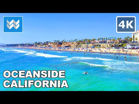 [4K] Oceanside Beach Pier in San Diego County, California USA - Walking Tour &amp; Travel Guide 🎧