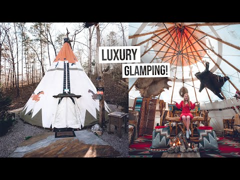 We Stayed in a Luxury Glamping Tipi! FULL TOUR + Exploring Hot Springs!
