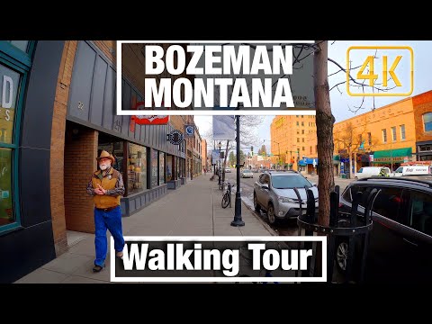 4K City Walks - Bozeman Montana - March 23 - Virtual Treadmill Scenery Walk and Travel