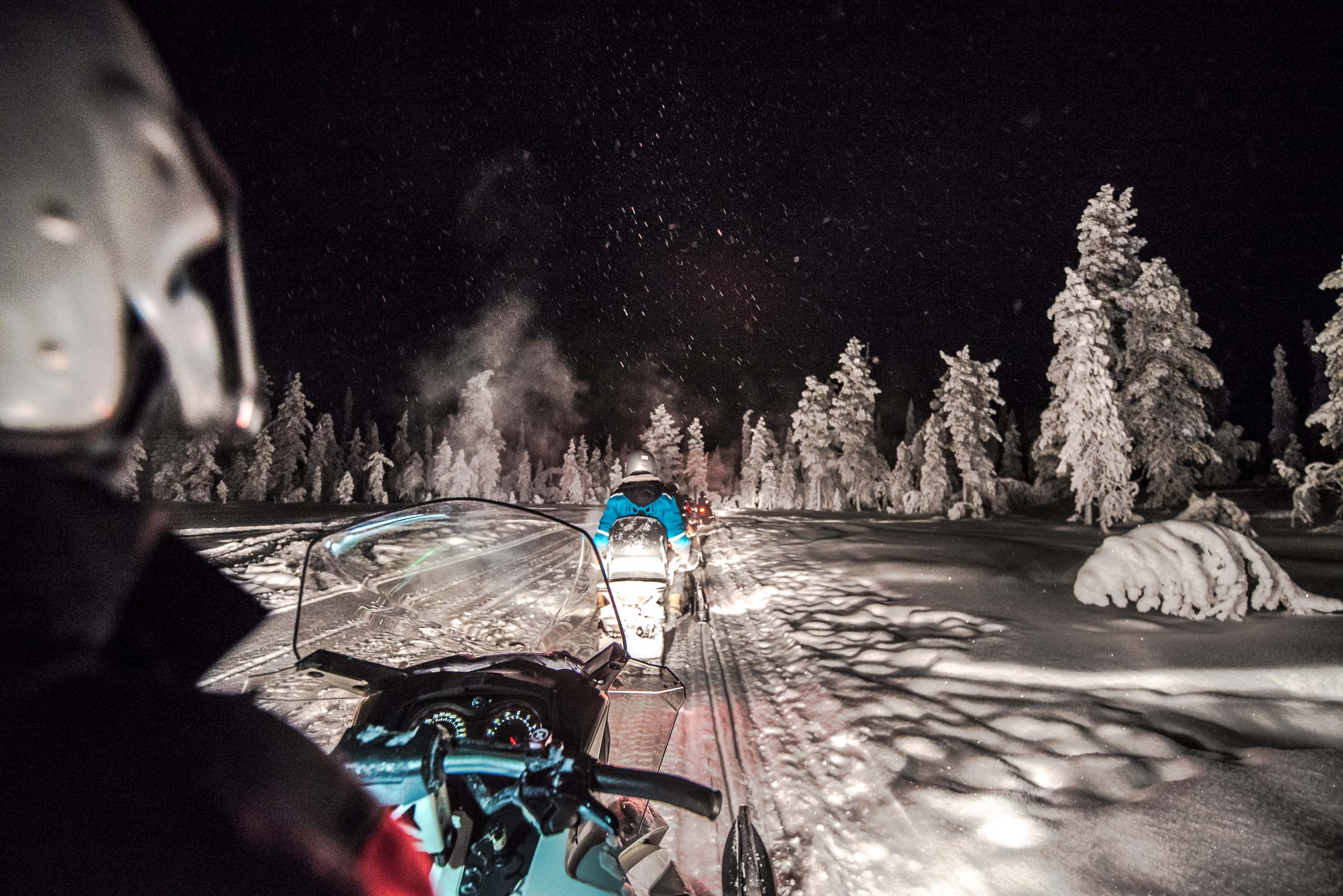 Northern Lights Lapland Finland Snowmobiling