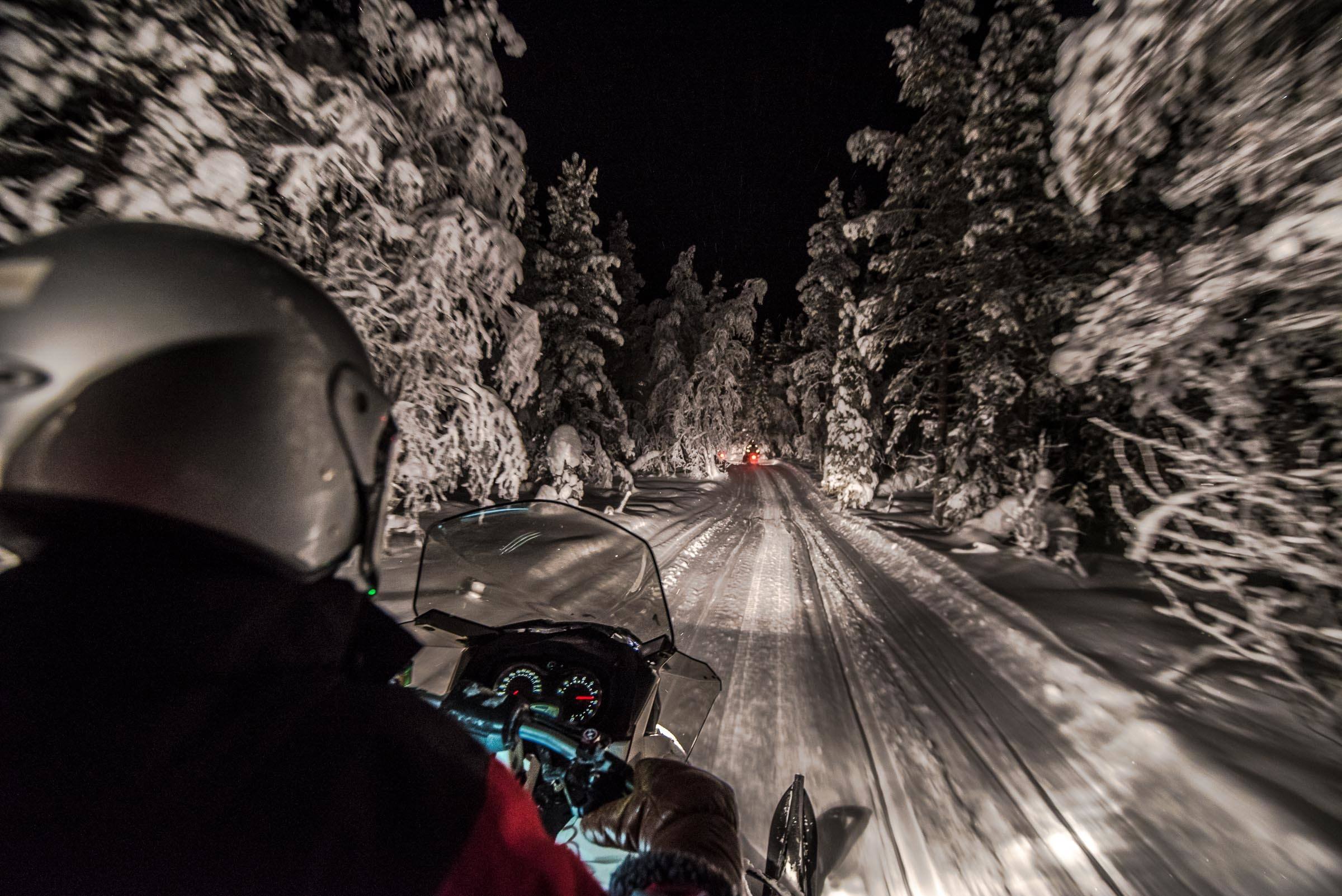 Northern Lights Lapland Finland Snowmobiling