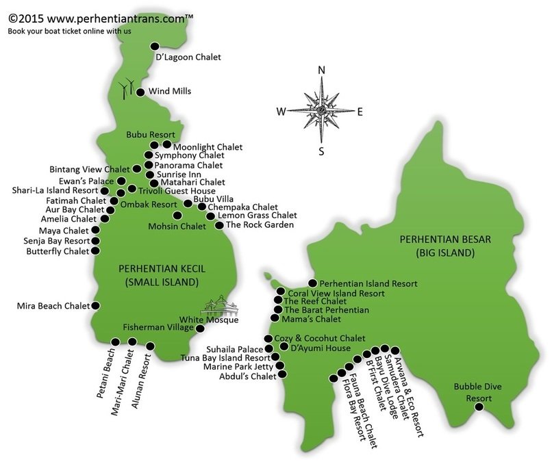 Perhentian Islands Map - Backpacker Travel Guide