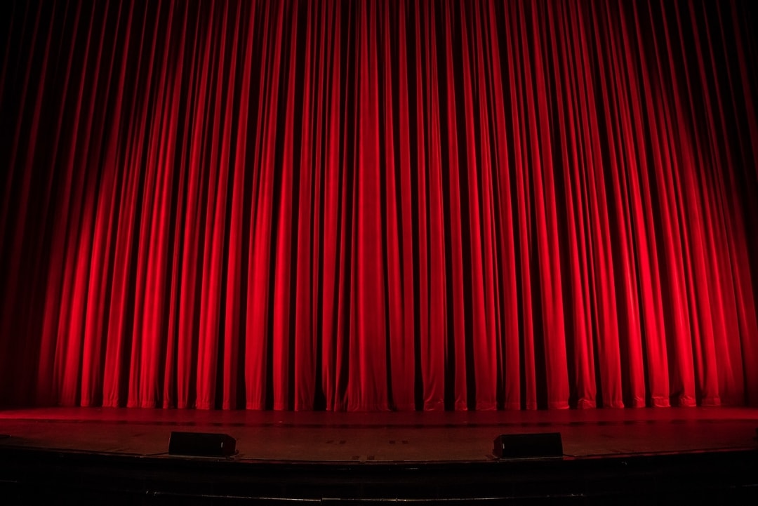 Red theatre curtains, drawn