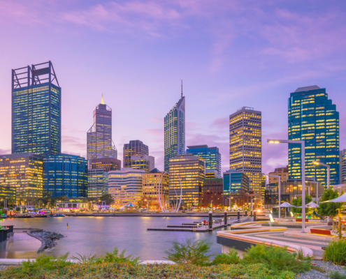 Downtown Perth skyline in Australia