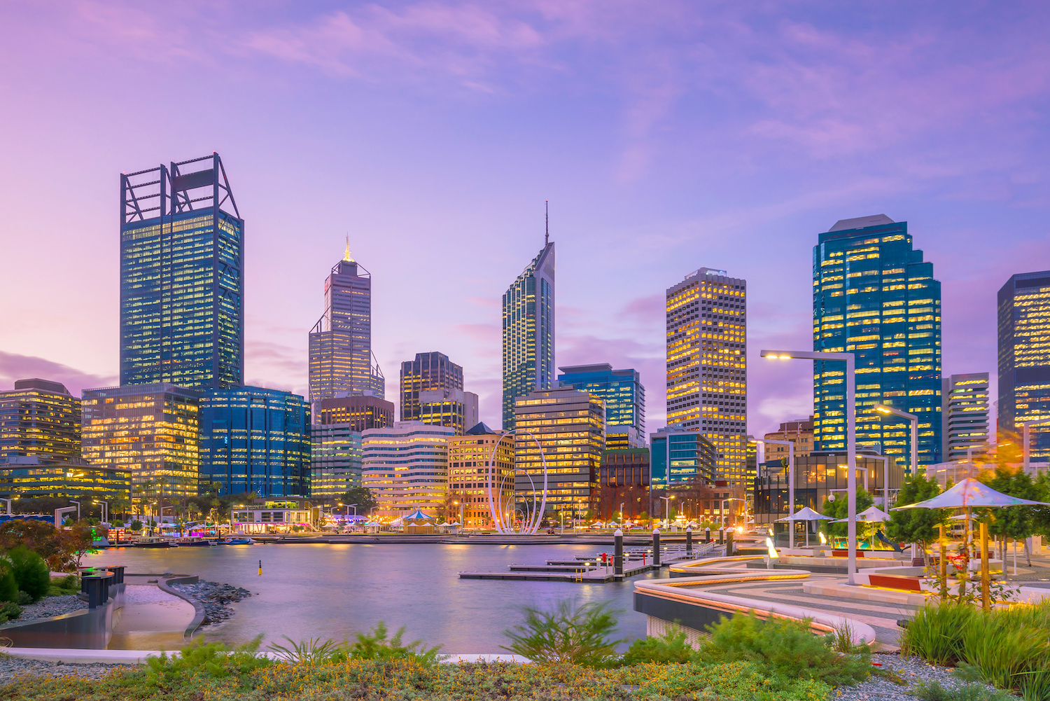 Downtown Perth skyline in Australia