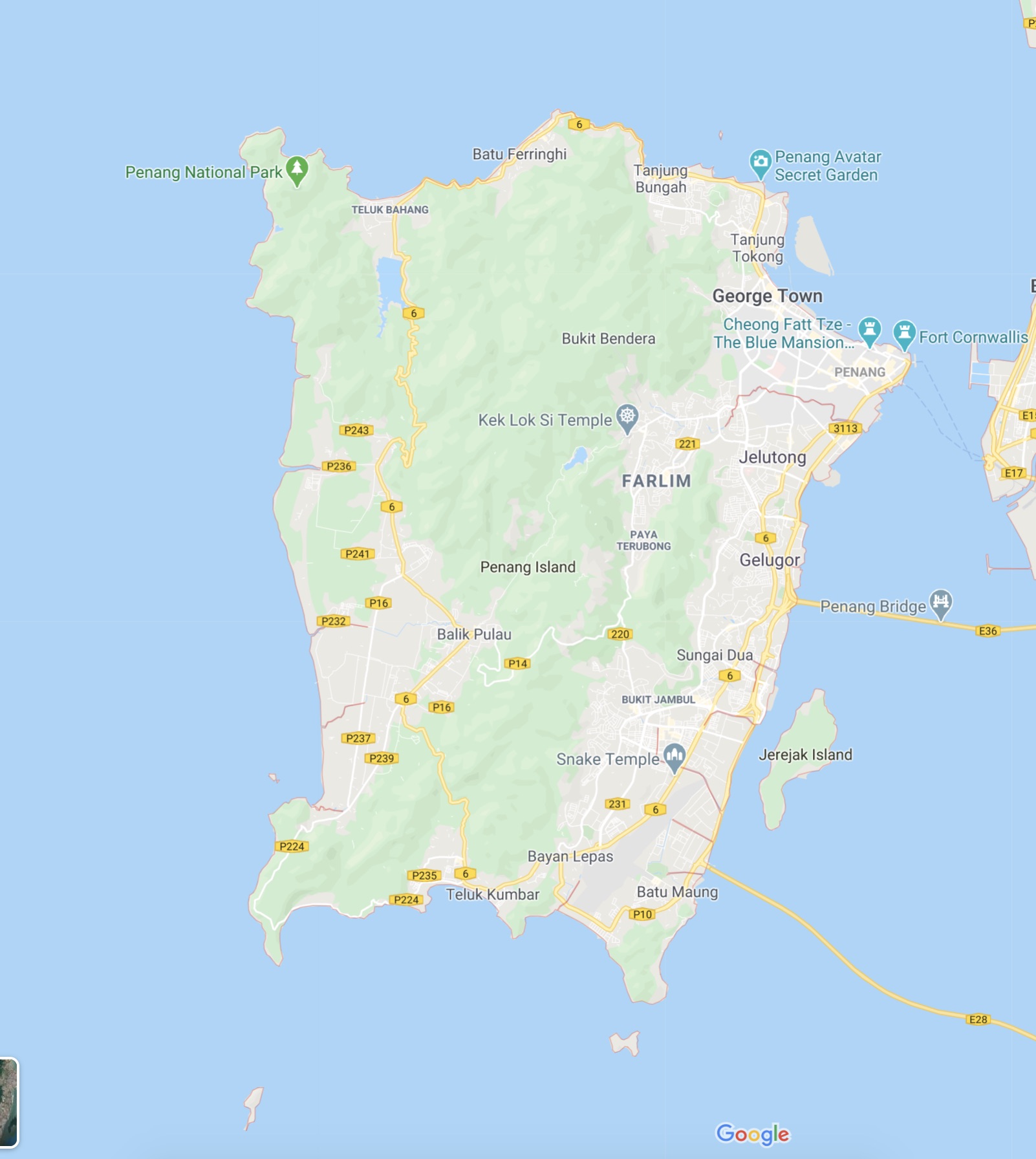 Map of Penang, Malaysia