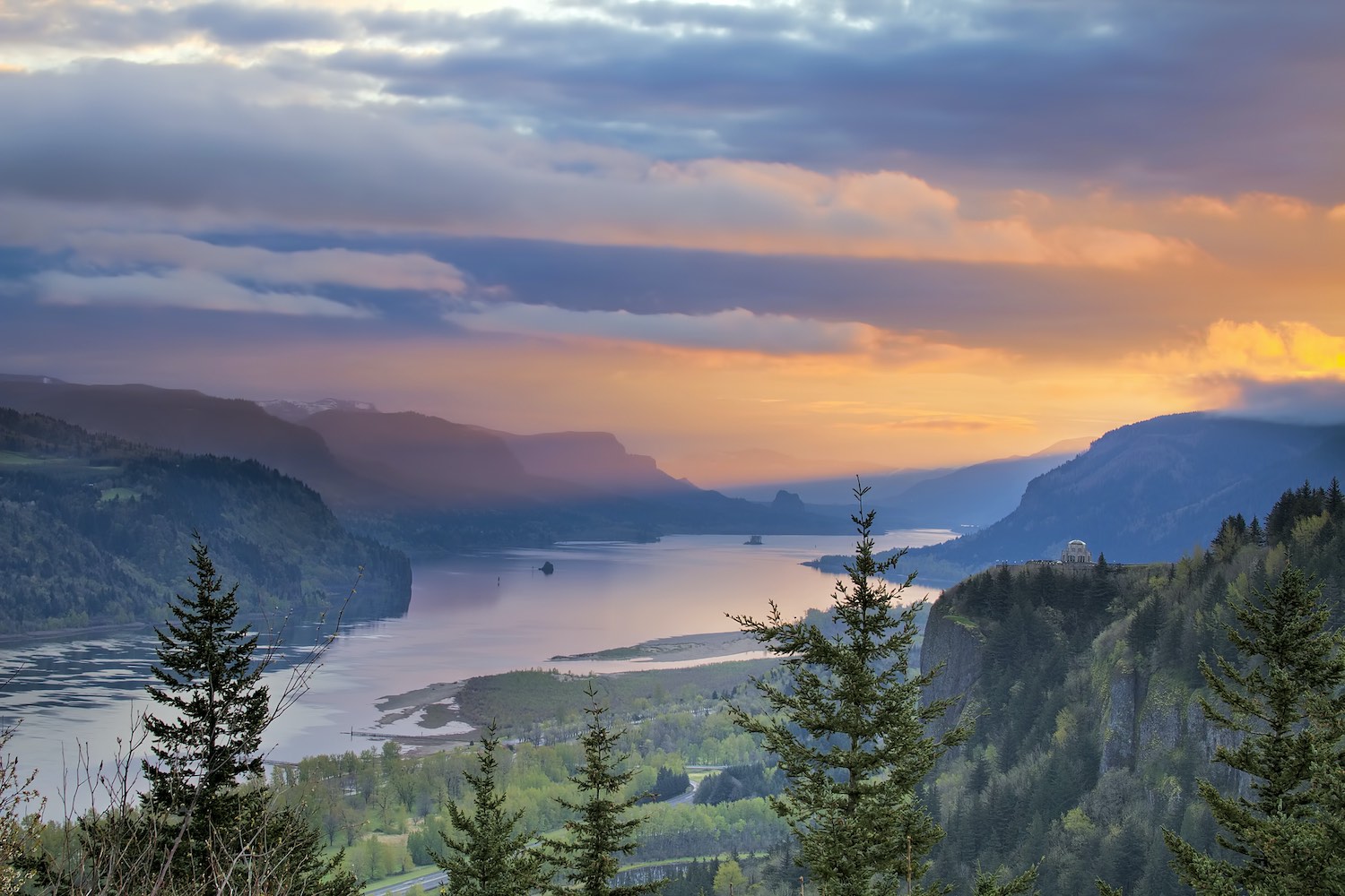 Sunrise Over Crown Point at Columbia River Gorge