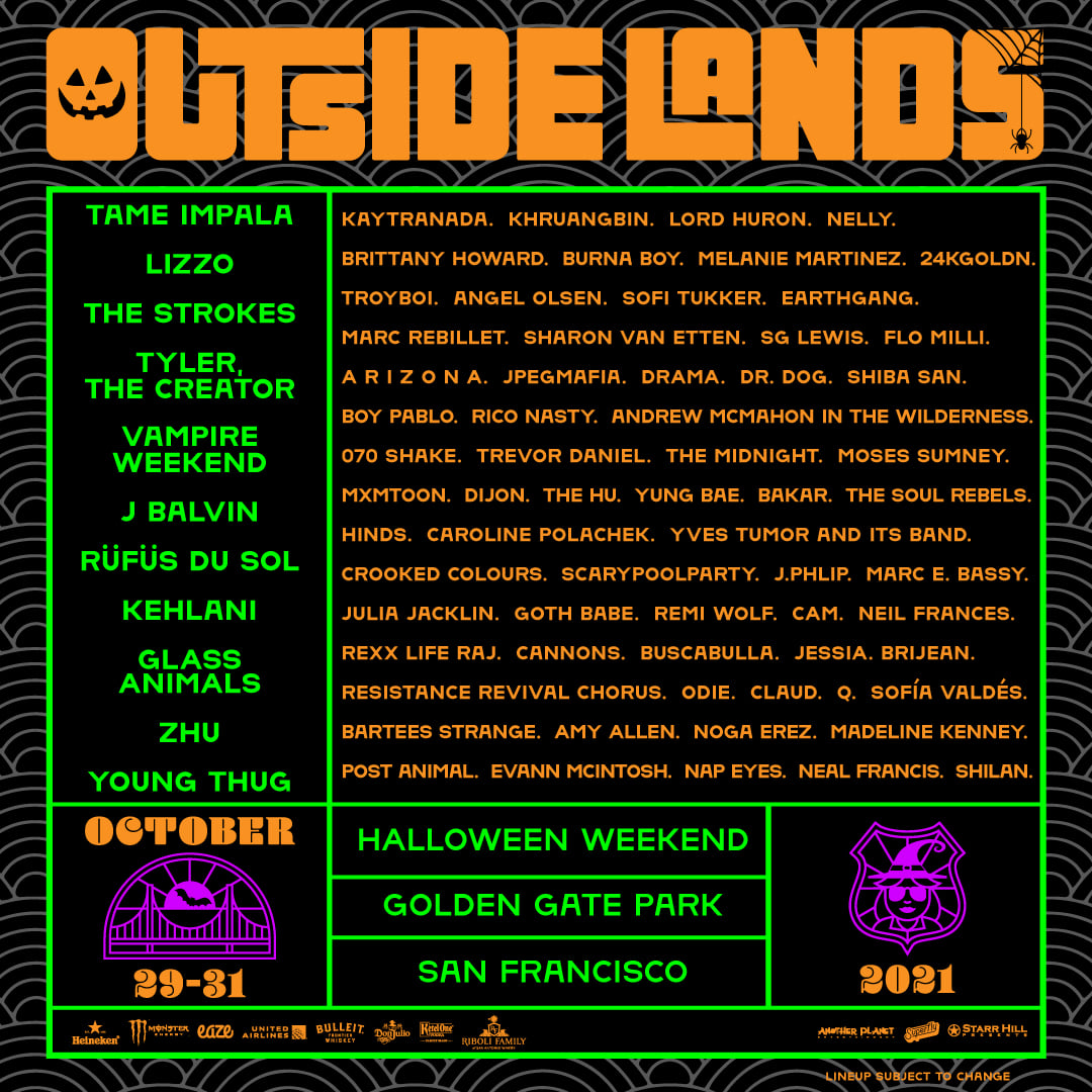 Outside Lands Music Festival California 2021 Line Up