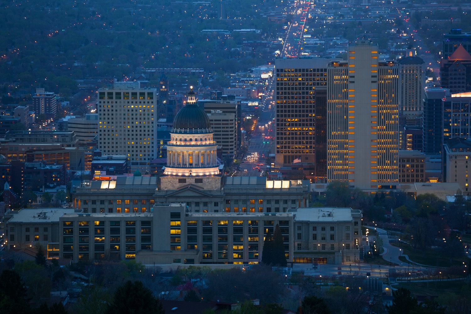 View of Utah Capitol building during night time