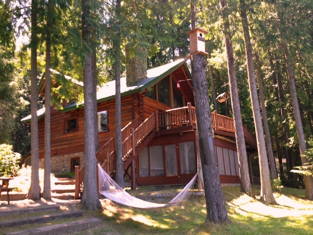 montana log cabin private beach glamping luxury