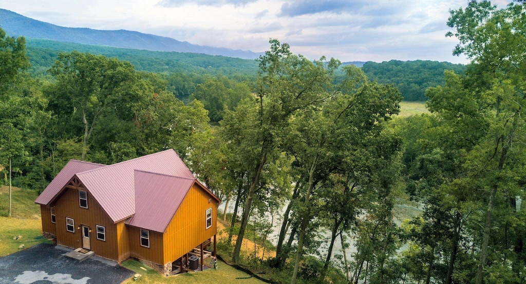 Cabin surrounded by trees