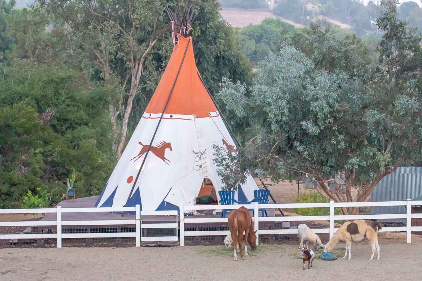 Tipi glamping on a scenic ranch near San Diego