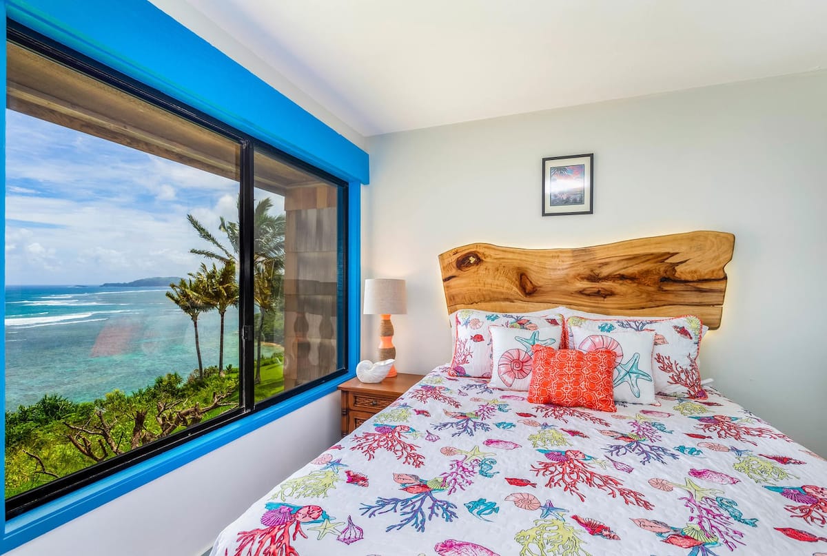 kauai airbnb bedroom with ocean view