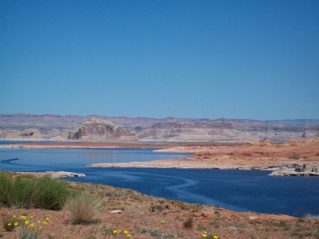 Bue sky over Lake Havasu in the desert