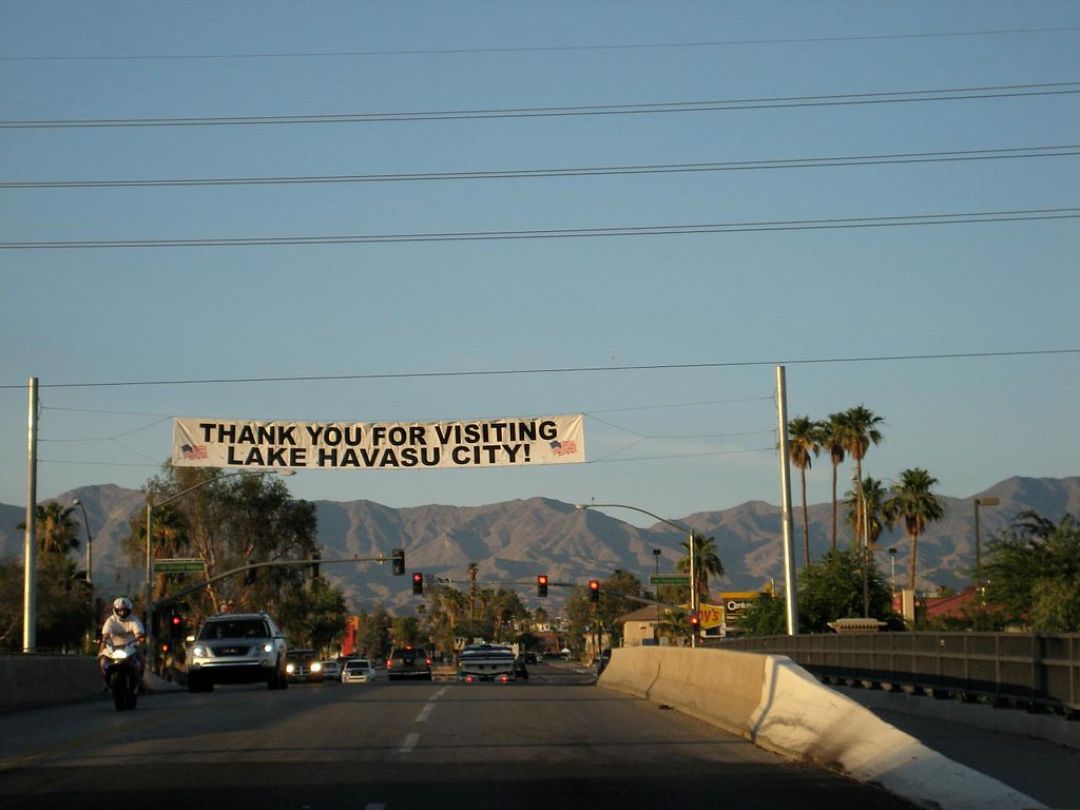 A sign bidding farewell to visitors leaving Havasu