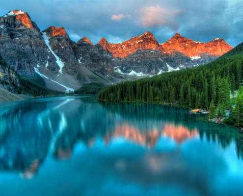 Moraine Lake Sunrise Colorful Landscape