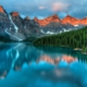 Moraine Lake Sunrise Colorful Landscape