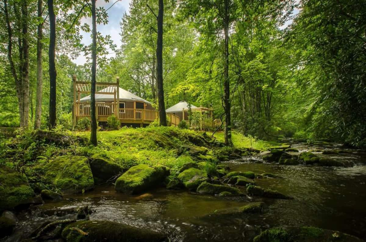 Luxury Yurt Glamping with Hot Tub in North Carolina