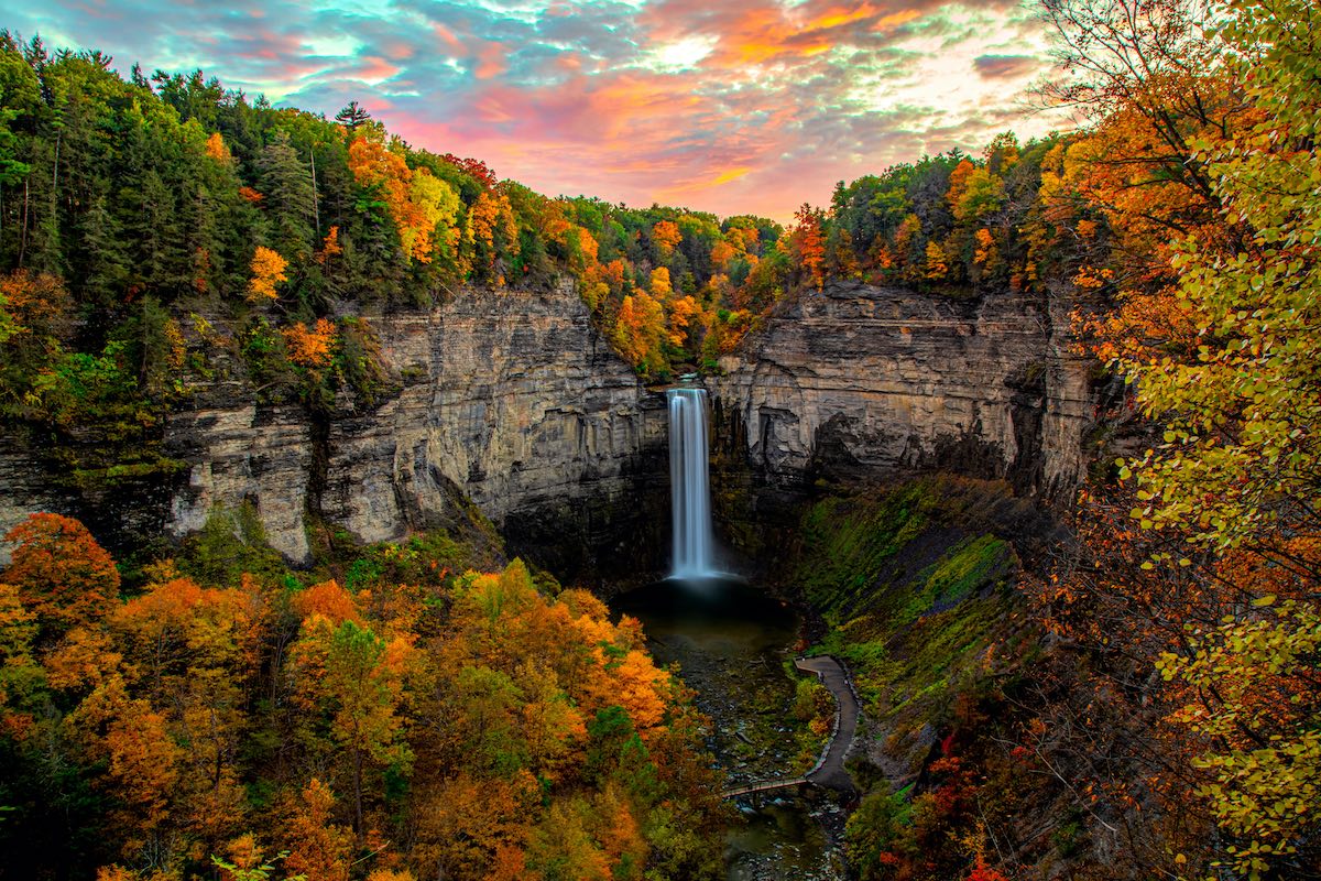 Taughannock Falls Sunset In Full Fall Colors