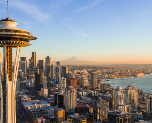 Seattle Skyline at Sunset with Space needle