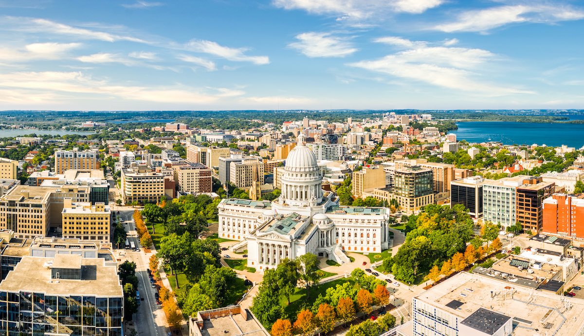 Wisconsin State Capitol and Madison skyline