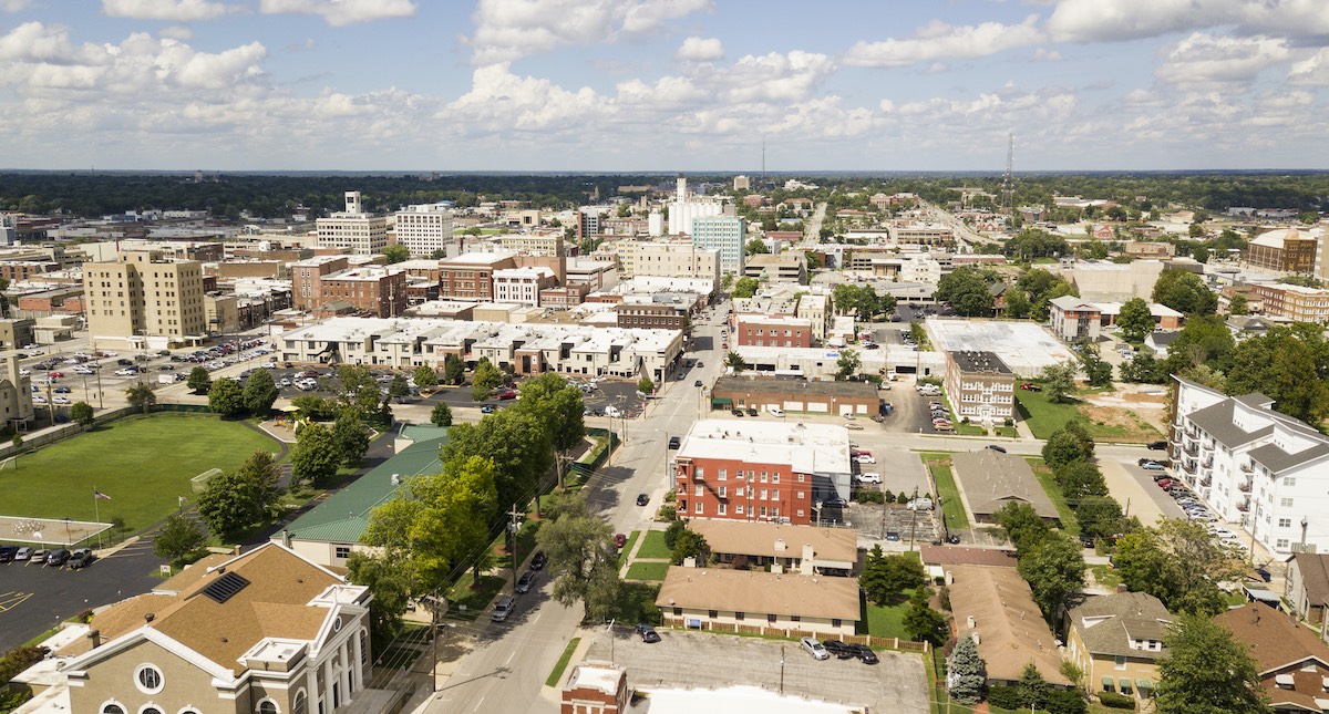 Aerial View Quaint Charming and Humble Over Springfield Missouri