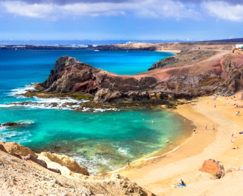 Unique volcanic island Lanzarote - beautiful beach Papagayo, Canary islands