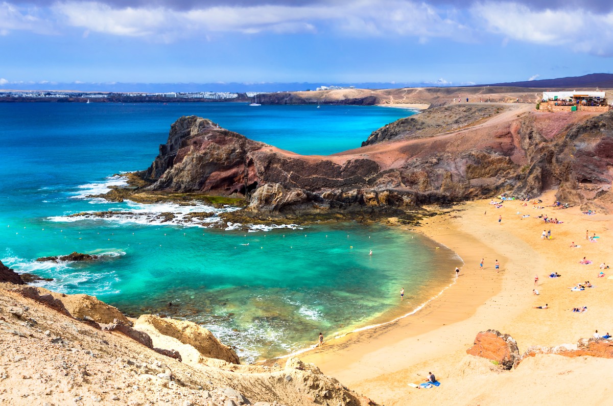 Unique volcanic island Lanzarote - beautiful beach Papagayo, Canary islands