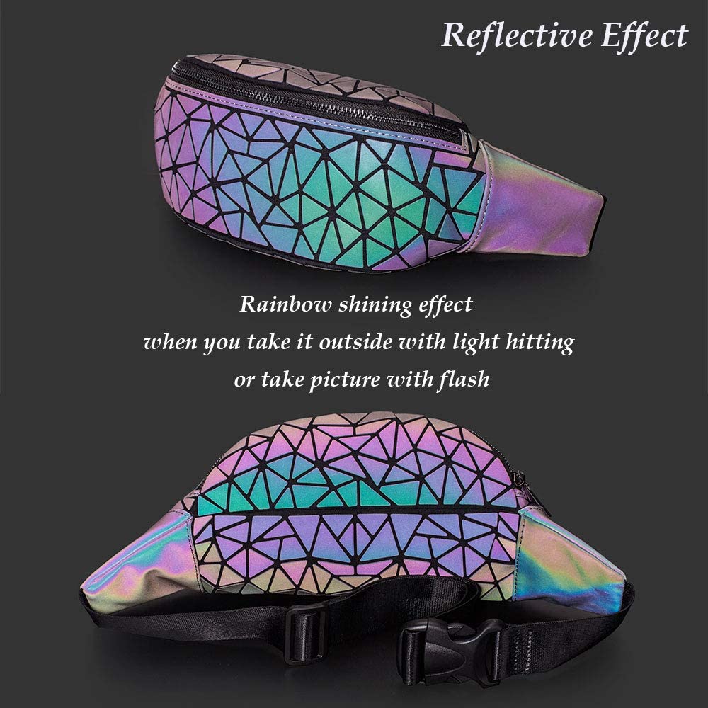 DIOMO Fanny Packs for Women and Men, Luminous Holographic Rave