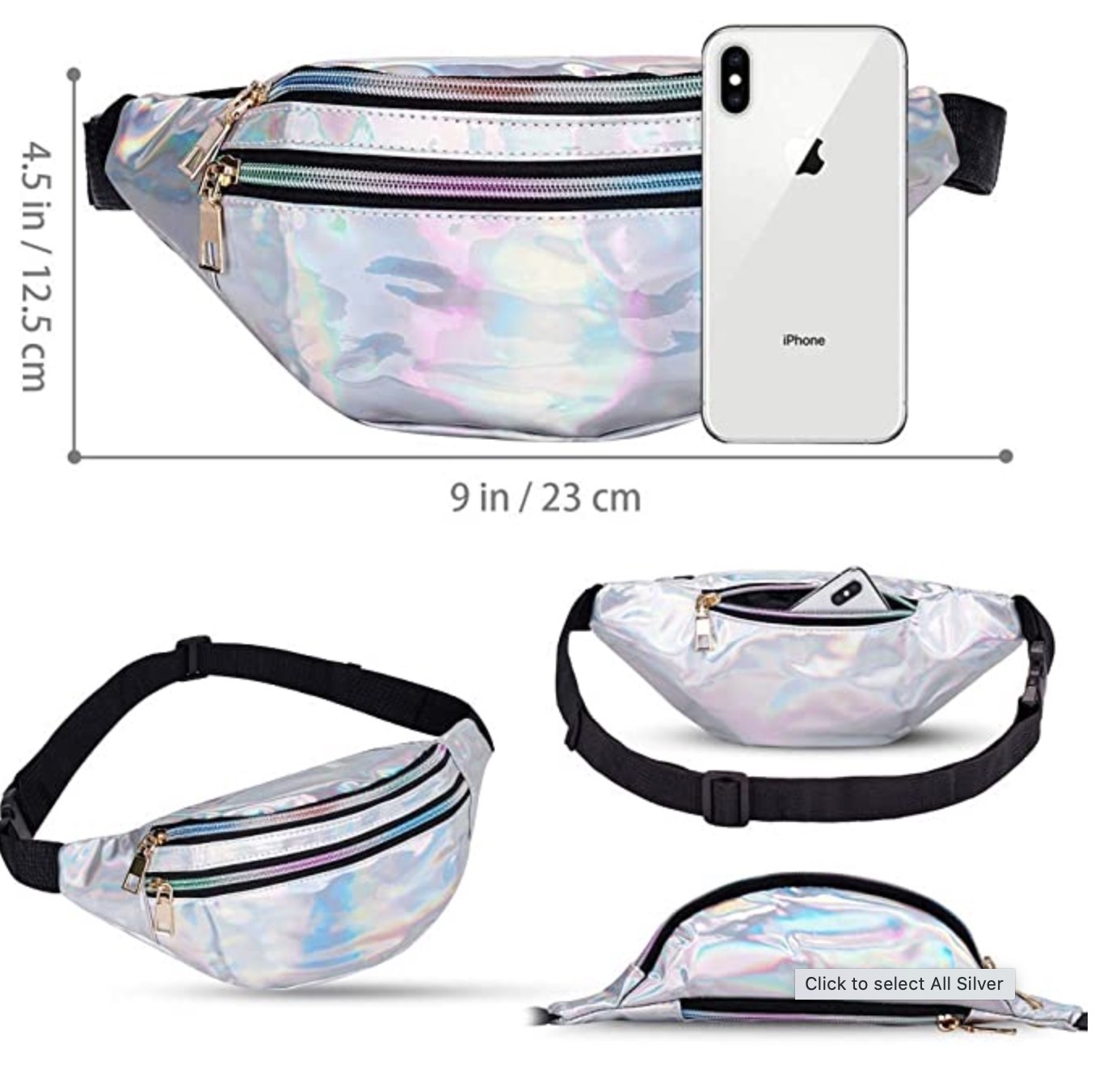 Stylish Fanny Pack for Women Party Waist Money Belt Leather Pouch Concert Holographic Rave Festival Hip Bag 