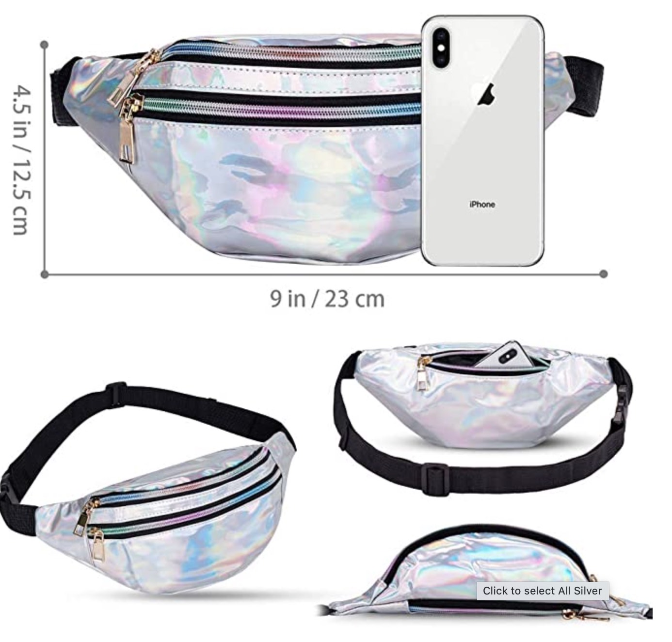 LIVACASA Holographic Festival Fanny Packs for Women