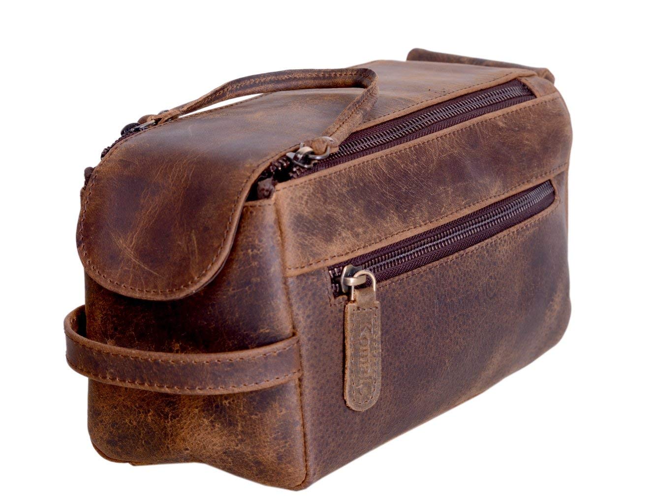 Mens Leather Travel Toiletry Case