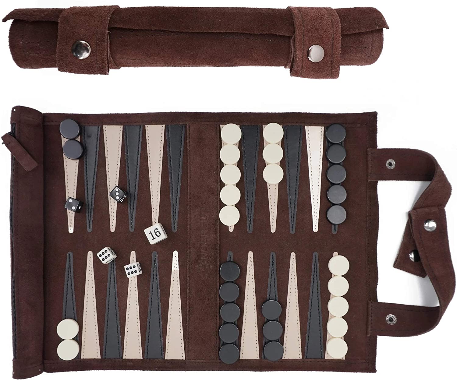 Backgammon Suede Roll-Up Game