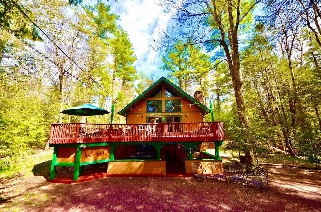 Luxury Cabins in Poconos with hot tub large deck and pool access