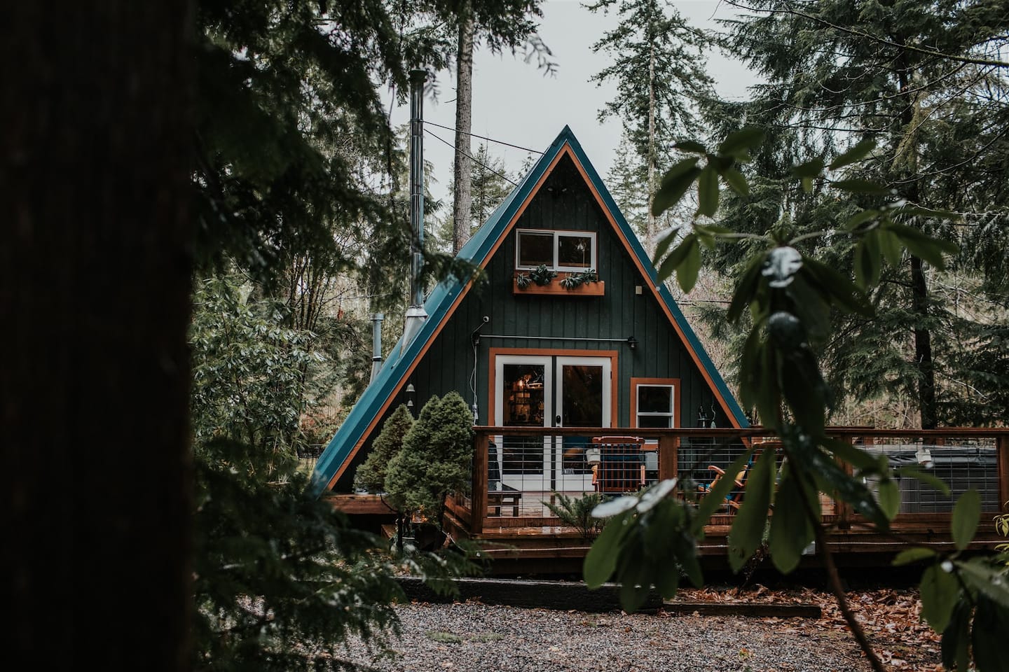 Secluded Cabins in Washington State a-frame with hot tub