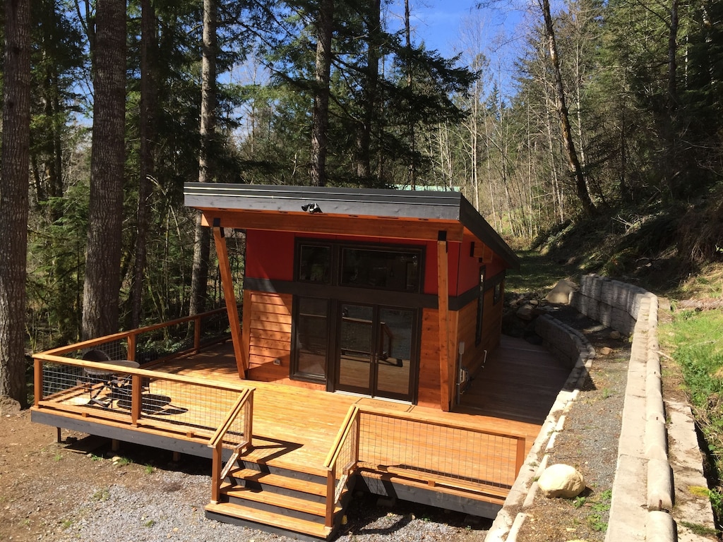 Secluded Cabins in Washington State cozy mount rainier with snowshoes and fire pit