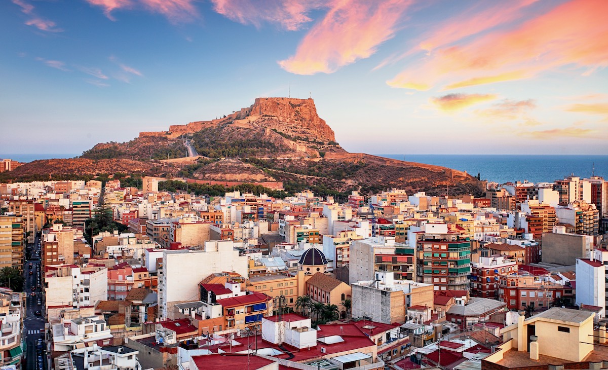 Alicante - Spain, View of Santa Barbara Castle on Mount Benacantil