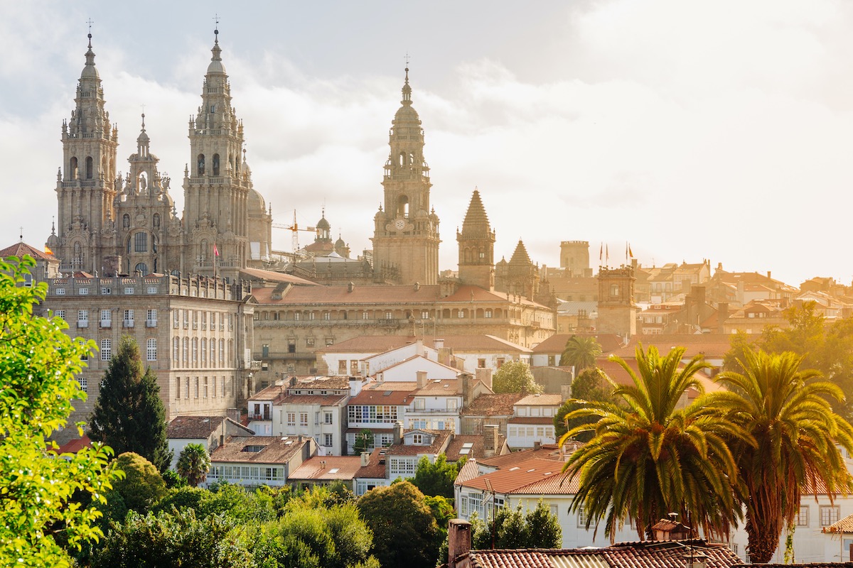 Santiago de Compostela, Cathedral at sunrise. Galicia, Spain