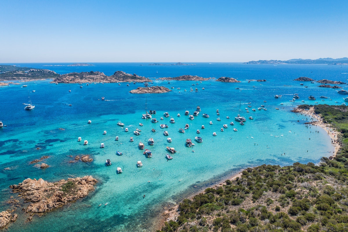 Sardinia water with boats