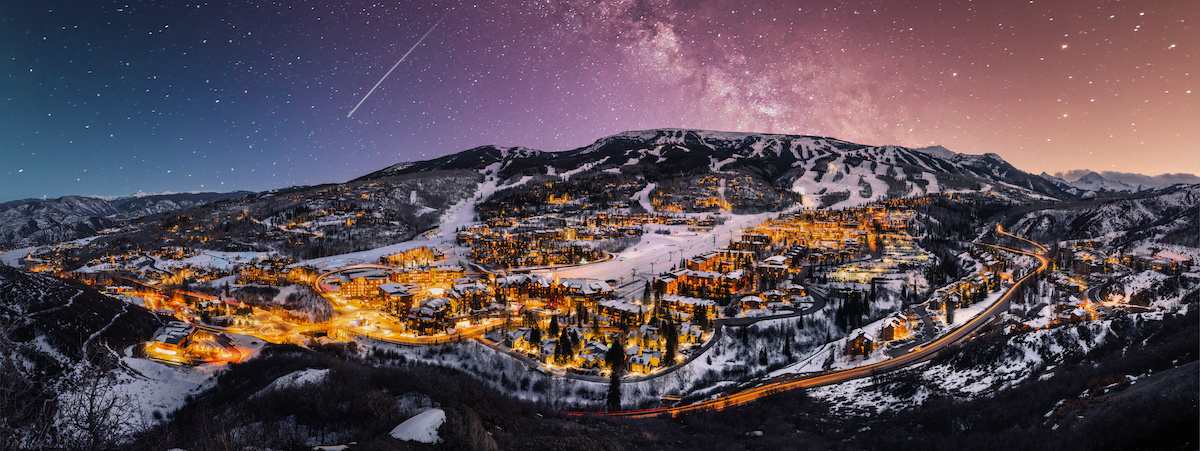 Snowmass Colorado skyline with ski slopes