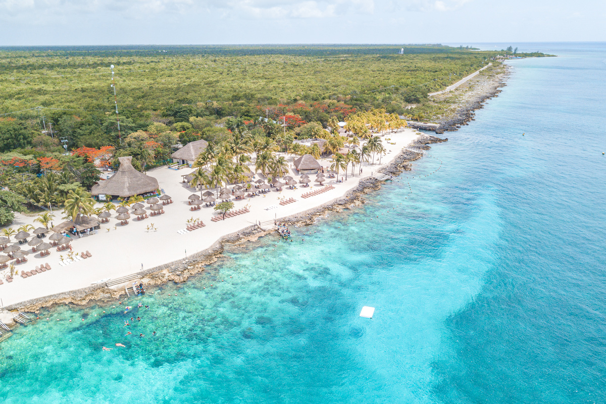 Beautiful aerial view of Cozumel Island in the Mexican Caribbean