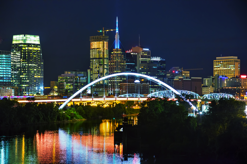 Downtown Nashville, Tennessee  cityscape at night