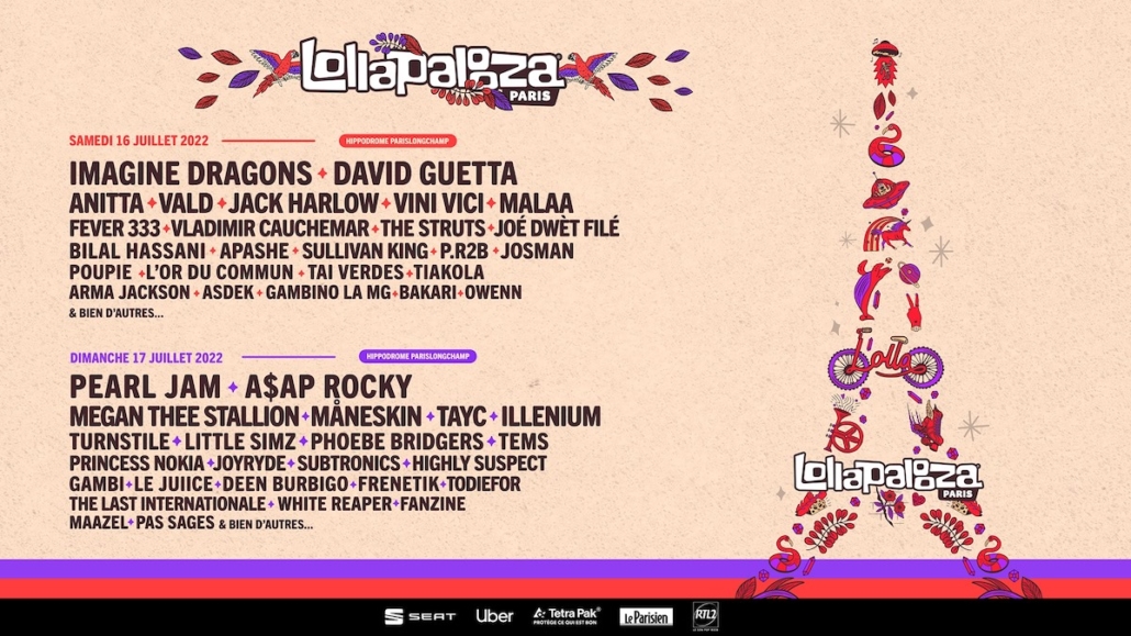 Lollapalooza Paris France 2022 Line Up