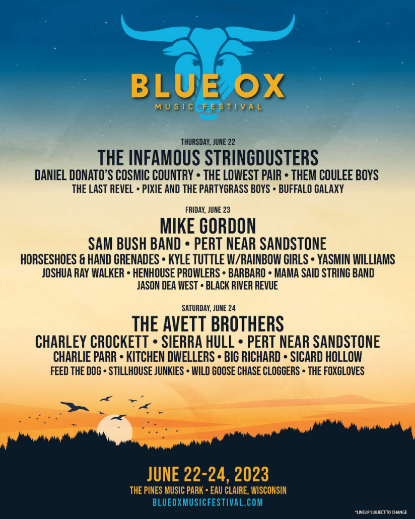 Blue Ox Music Festival 2023 Wisconsin Line Up