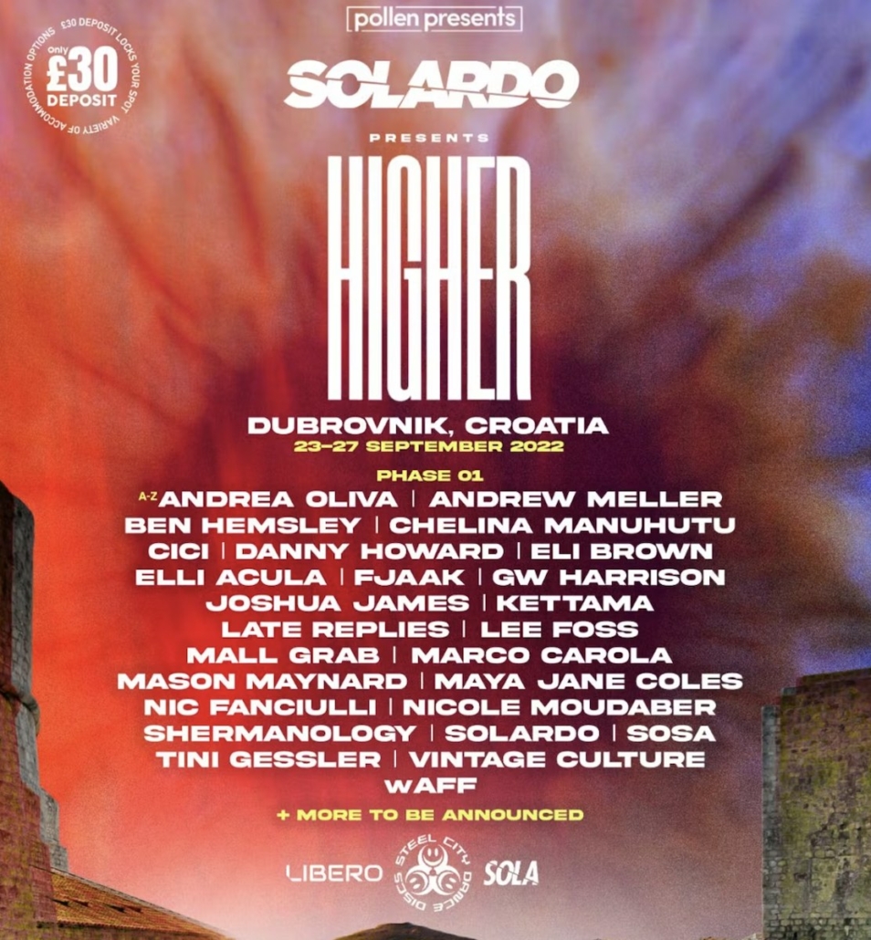 Solardo Presents Higher Dubrovnik Festival Croatia