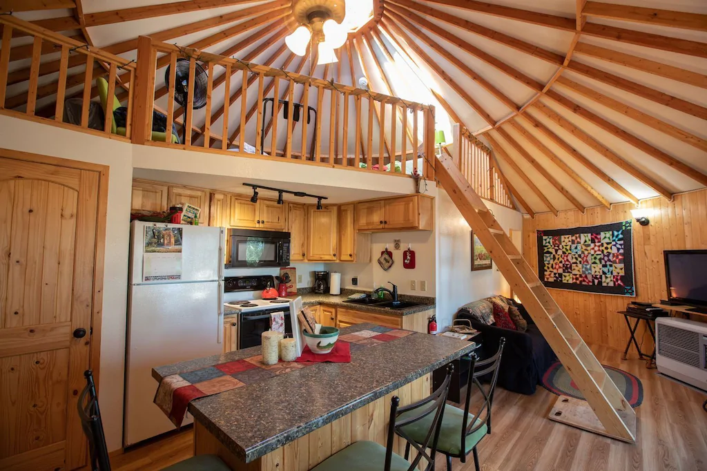 Inside a yurt