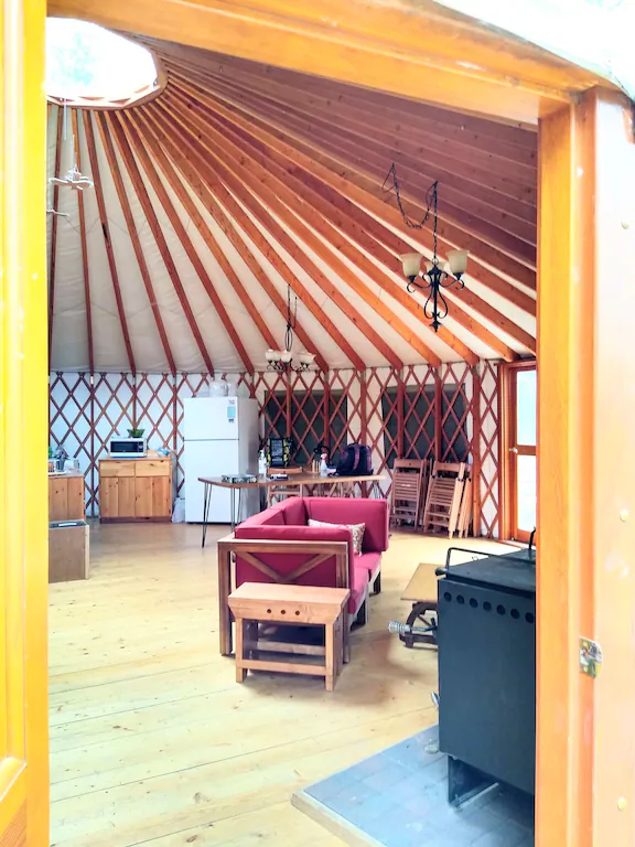 Inside a yurt