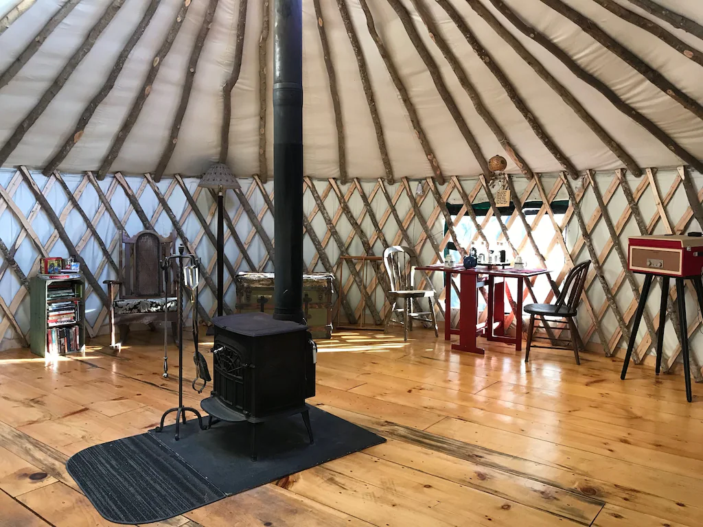 Inside a yurt 